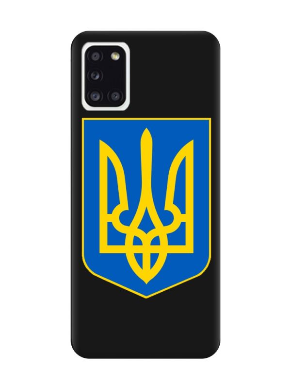 Матовий чорний чохол на Samsung Galaxy A31 :: Тризуб Україна (принт 256)