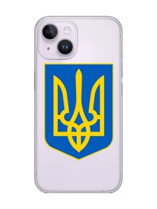 Прозорий чохол із захистом камери на iPhone 14 :: Тризуб Україна (принт 256)