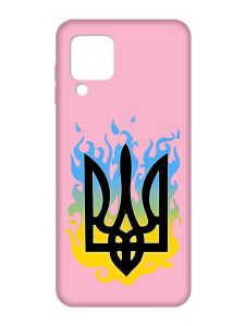 Матовий рожевий чохол на Samsung Galaxy A22 4G/M32/M22 :: Тризуб Полум'я (принт 257)