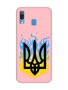 Матовий рожевий чохол на Samsung Galaxy A30 (2019) / A20 (2019) :: Тризуб Полум'я (принт 257)