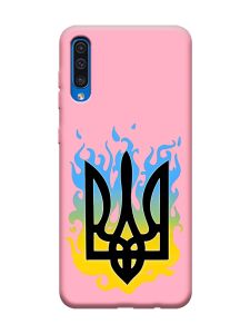 Матовий рожевий чохол на Samsung Galaxy A50 (2019) A505 :: Тризуб Полум'я (принт 257)