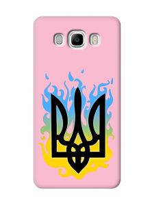 Матовий рожевий чохол на Samsung Galaxy J7(2016) J710 :: Тризуб Полум'я (принт 257)