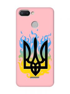 Матовий рожевий чохол на Xiaomi Redmi 6 :: Тризуб Полум'я (принт 257)