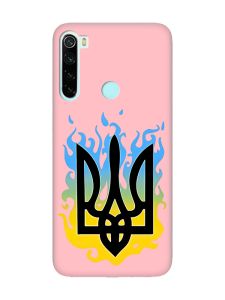Матовий рожевий чохол на Xiaomi Redmi Note 8 :: Тризуб Полум'я (принт 257)