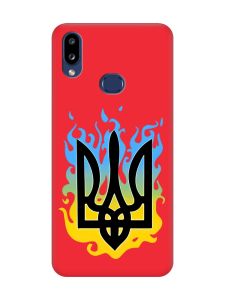Матовий червоний чохол на Samsung Galaxy A10s (A107) :: Тризуб Полум'я (принт 257)