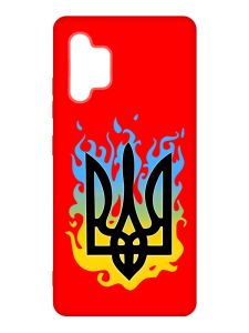 Матовий червоний чохол на Samsung Galaxy A32 :: Тризуб Полум'я (принт 257)