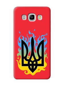 Матовий червоний чохол на Samsung Galaxy J5 (2016) J510 :: Тризуб Полум'я (принт 257)