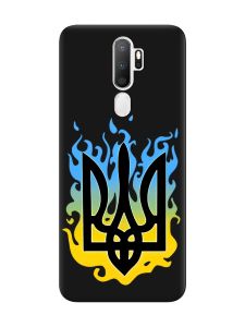 Матовий чорний чохол на Oppo A5 :: Тризуб Полум'я (принт 257)