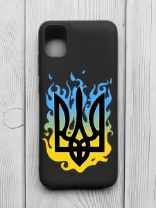 Матовий чорний чохол на Samsung Galaxy A04E/A042 :: Тризуб Полум'я (принт 257)