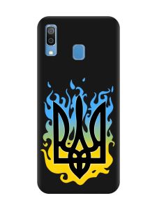 Матовий чорний чохол на Samsung Galaxy A30 (2019) / A20 (2019) :: Тризуб Полум'я (принт 257)