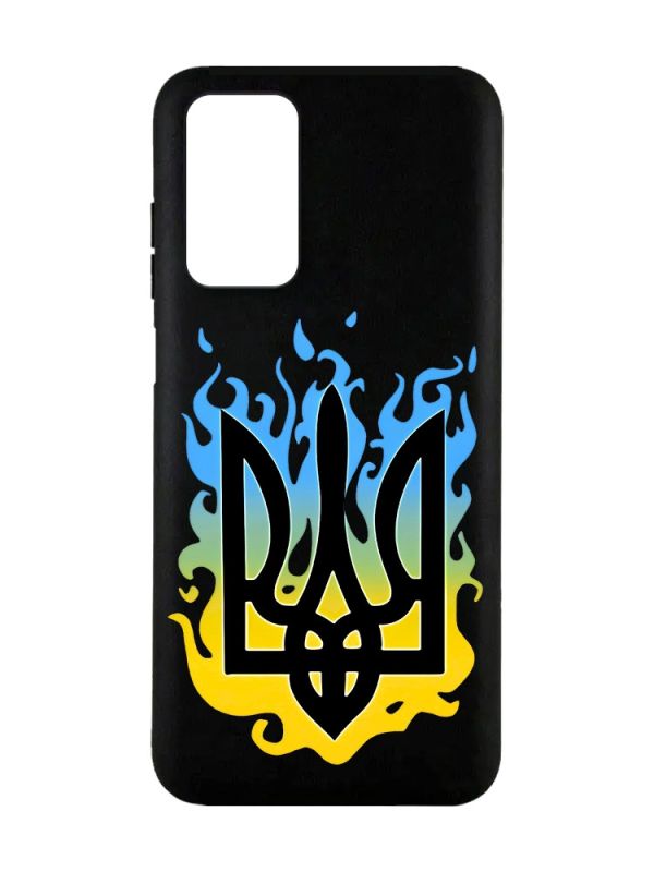 Матовий чорний чохол на Xiaomi Redmi Note 11 4G :: Тризуб Полум'я (принт 257)