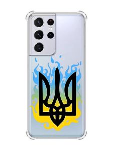 Чохол з потовщеними кутами на Samsung Galaxy S21 Ultra :: Тризуб Полум'я (принт 257)