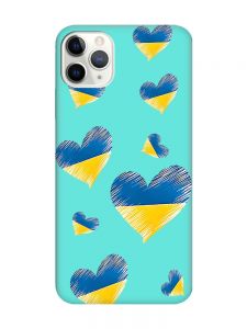 Матовий бірюзовий чохол на iPhone 11 Pro Max (6.5) :: Сердечка. Україна (принт 258)