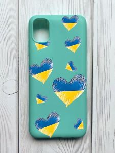 Матовий бірюзовий чохол на Samsung Galaxy A04E / A042 :: Сердечка. Україна (принт 258)