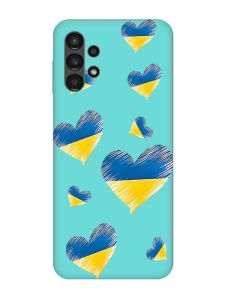 Матовий бірюзовий чохол на Samsung Galaxy A13 4G :: Сердечка. Україна (принт 258)