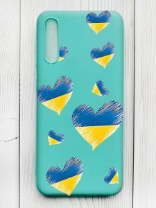 Матовий бірюзовий чохол на Samsung Galaxy А50 (2019) А505F :: Сердечка. Україна (принт 258)