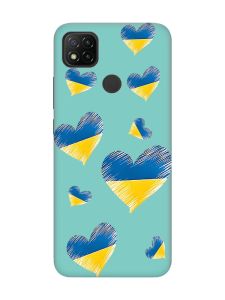 Матовий бірюзовий чохол на Xiaomi Redmi 9C/10A :: Сердечка. Україна (принт 258)