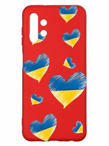 Матовий червоний чохол на Samsung A13 4G :: Сердечка. Україна (принт 258)