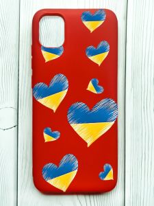 Матовий червоний чохол на Samsung Galaxy A04E/A042 :: Сердечка. Україна (принт 258)