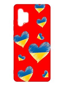 Матовий червоний чохол на Samsung Galaxy A32 :: Сердечка. Україна (принт 258)