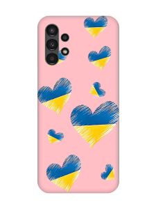 Матовий рожевий чохол на Samsung A13 4G :: Сердечка. Україна (принт 258)
