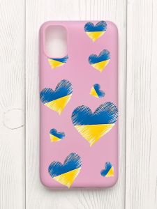 Матовий рожевий чохол на Samsung Galaxy A04E/A042 :: Сердечка. Україна (принт 258)