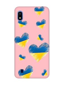 Матовий рожевий чохол на Samsung Galaxy A10 (2019) A105 :: Сердечка. Україна (принт 258)