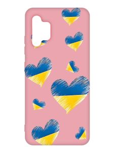 Матовий рожевий чохол на Samsung Galaxy A32 :: Сердечка. Україна (принт 258)