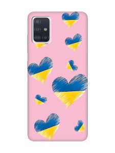 Матовий рожевий чохол на Samsung Galaxy A51 :: Сердечка. Україна (принт 258)