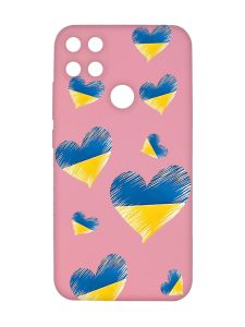 Матовий рожевий чохол на Xiaomi Redmi 10C :: Сердечка. Україна (принт 258)