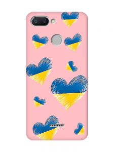 Матовий рожевий чохол на Xiaomi Redmi 6 :: Сердечка. Україна (принт 258)