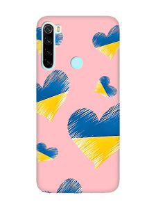 Матовий рожевий чохол на Xiaomi Redmi Note 8 :: Сердечка. Україна (принт 258)