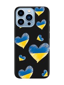 Матовий чорний чохол на Apple iPhone 13 Pro Max :: Сердечка. Україна (принт 258)
