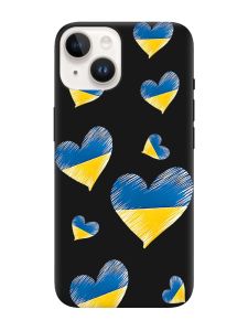 Матовий чорний чохол на Apple iPhone 14 :: Сердечка. Україна (принт 258)