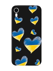 Матовий чорний чохол на Apple iPhone XR :: Сердечка. Україна (принт 258)