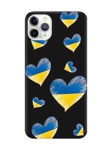 Матовий чорний чохол на iPhone 11 Pro (5.8) :: Сердечка. Україна (принт 258)