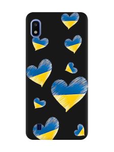 Матовий чорний чохол на Samsung Galaxy A10 (2019) A105 :: Сердечка. Україна (принт 258)