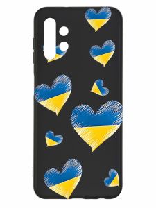 Матовий чорний чохол на Samsung Galaxy A13 4G :: Сердечка. Україна (принт 258)