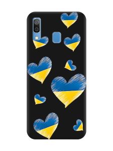 Матовий чорний чохол на Samsung Galaxy A30 (2019) / A20 (2019) :: Сердечка. Україна (принт 258)