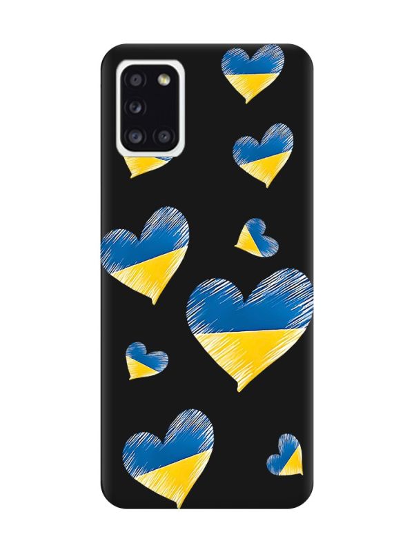 Матовий чорний чохол на Samsung Galaxy A31 :: Сердечка. Україна (принт 258)