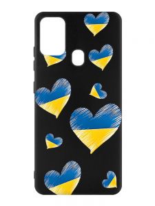 Матовий чорний чохол на Samsung Galaxy M30s/M21 :: Сердечка. Україна (принт 258)