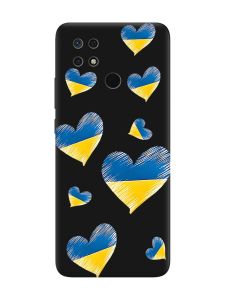 Матовий чорний чохол на Xiaomi Redmi 10C :: Сердечка. Україна (принт 258)