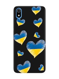 Матовий чорний чохол на Xiaomi Redmi 7A :: Сердечка. Україна (принт 258)