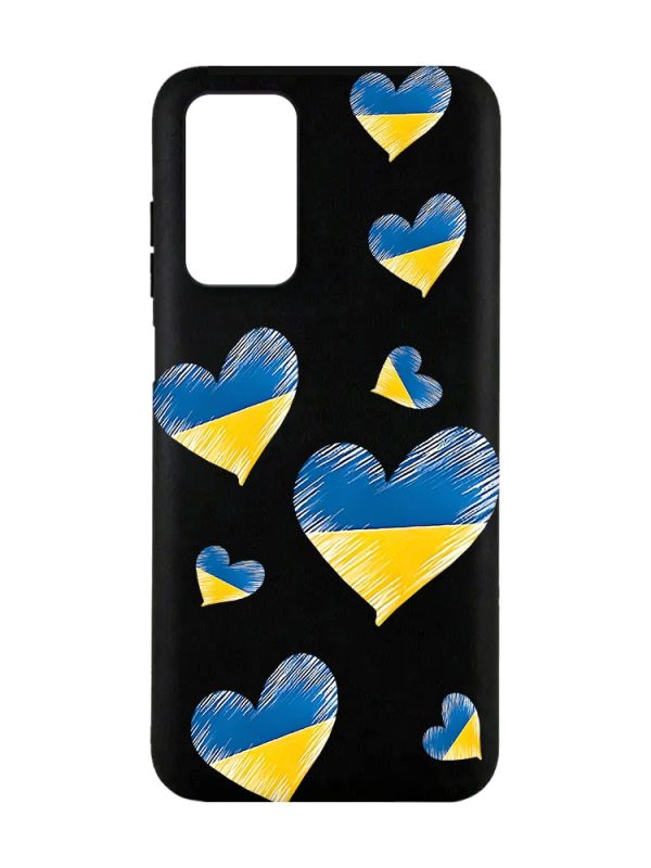 Матовий чорний чохол на Xiaomi Redmi Note 11 4G :: Сердечка. Україна (принт 258)