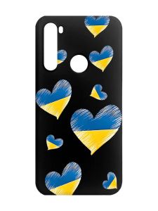 Матовий чорний чохол на Xiaomi Redmi Note 8 :: Сердечка. Україна (принт 258)