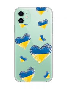 Прозорий чохол на Apple iPhone 11 (6,1) :: Сердечка. Україна (принт 258)