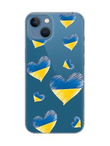 Прозорий чохол на Apple iPhone 13 :: Сердечка. Україна (принт 258)