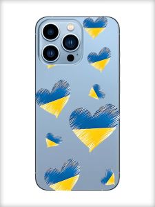 Прозорий чохол на Apple iPhone 13 Pro Max :: Сердечка. Україна (принт 258)