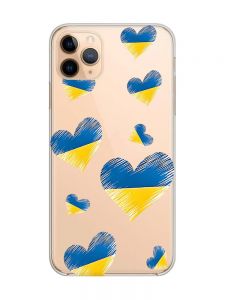 Прозорий чохол на iPhone 11 Pro Max (6,5) :: Сердечка. Україна (принт 258)