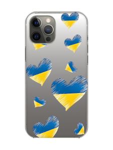 Прозорий чохол на iPhone 12 Pro Max :: Сердечка. Україна (принт 258)